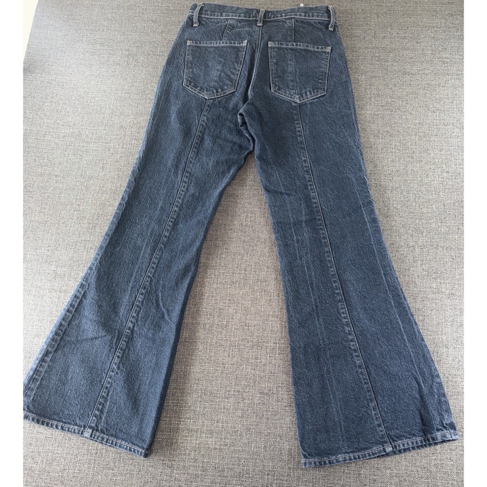 Express 70s Flare Mid Rise Jeans Women's Size 2 Short Dark Wash Wide Leg - Picture 2 of 10